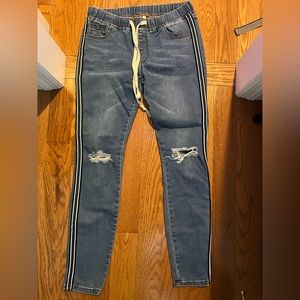 Comfy trendy drawstring jeans